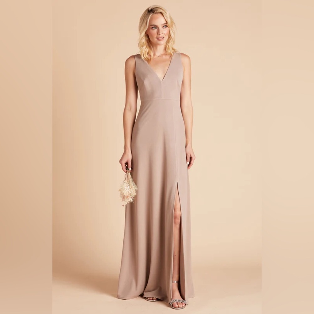 Birdy Grey SHAMIN DRESS CREPE TAUPE LARGE NEW NWT BRIDESMAID WEDDING